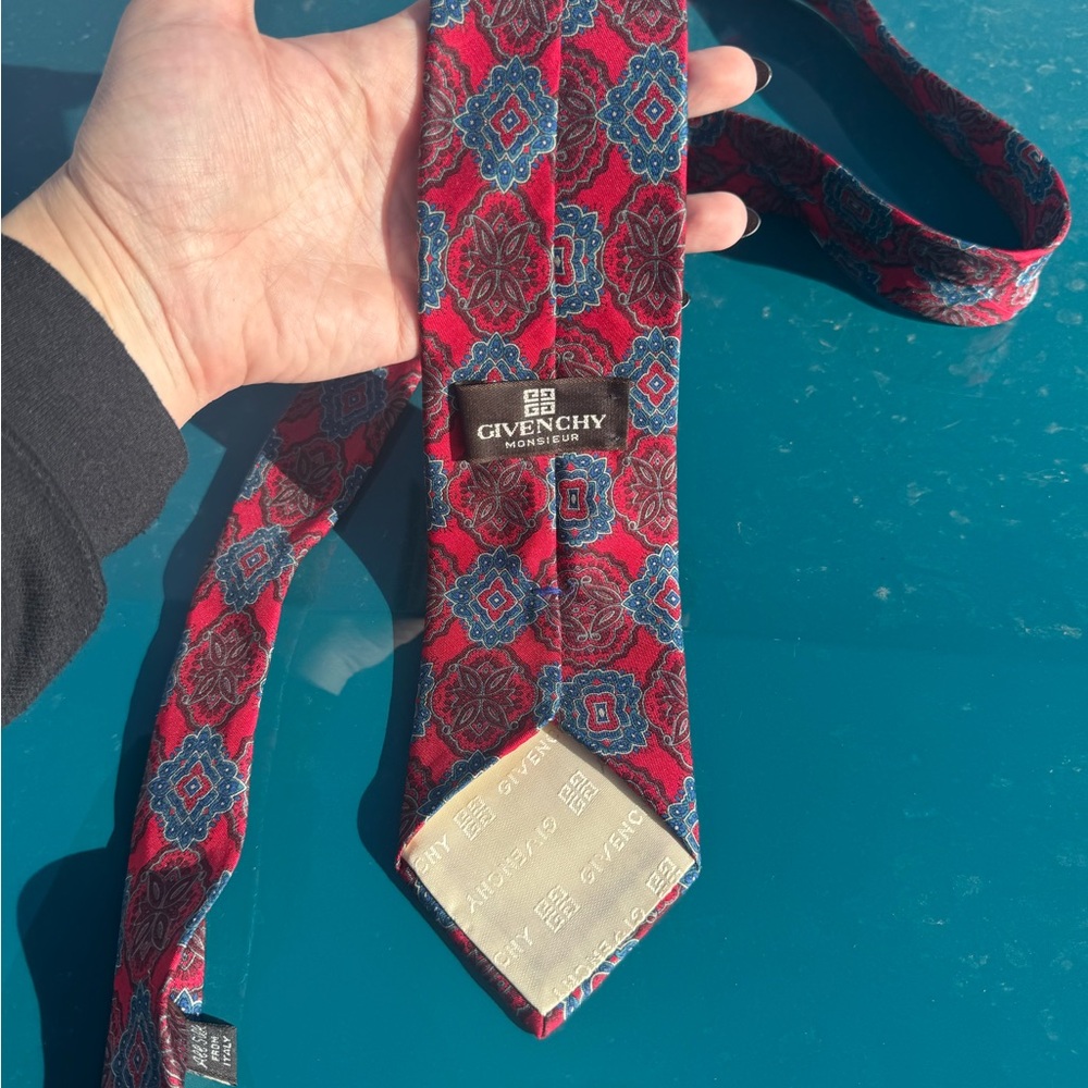 Givenchy Red and Blue Geometric Tie monsieur silk from Italy